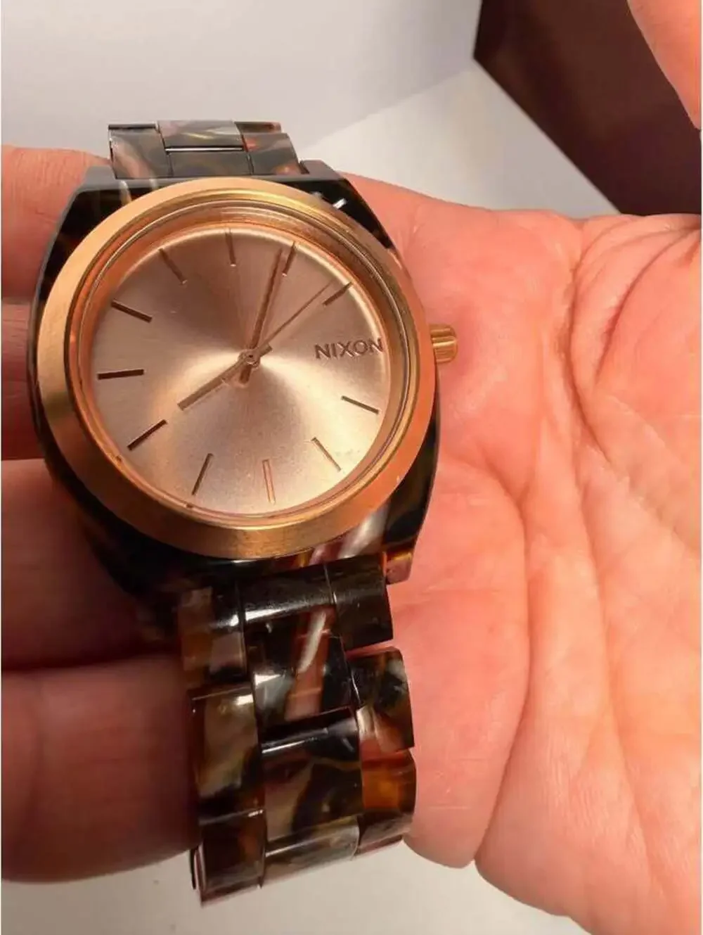 Nixon Time Teller Acetate Watch Rose Gold Tortoise Shell